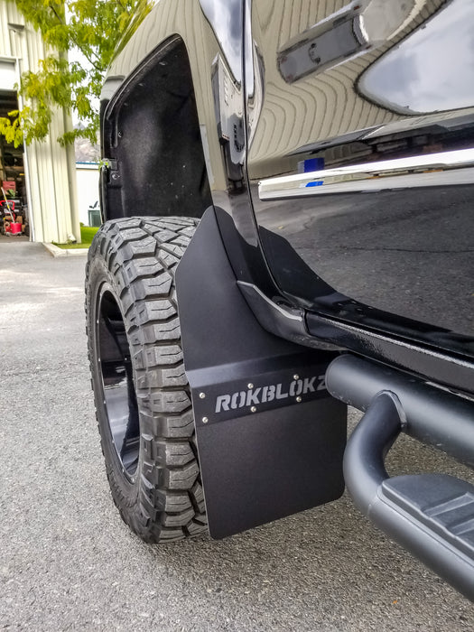 XL STEP BACK Mud Flaps by Rokblokz for (4th Gen) 2015-2018 Chevy Silverado 1500/2500HD SRW
