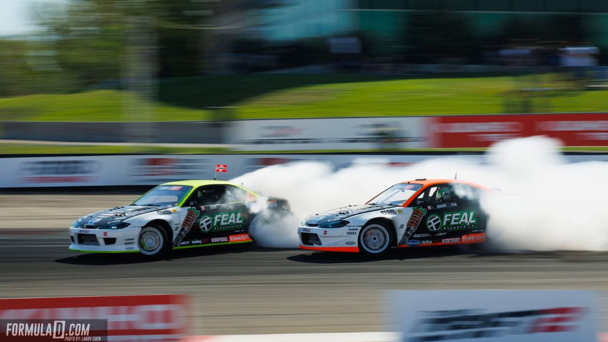 Formula Drift Cars Racing on Track