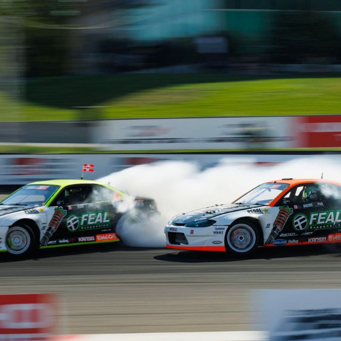 Formula Drift Cars Racing on Track