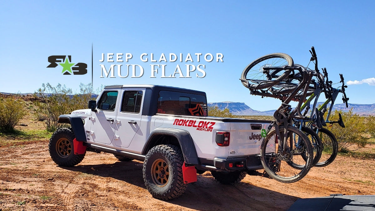 Jeep Gladiator Mud Flaps on white Jeep Gladiator