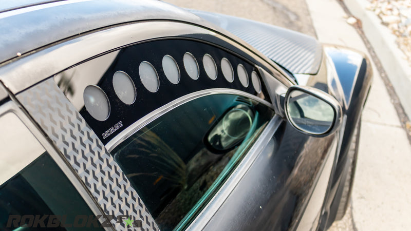 2010 Mazda Rx-8 Featuring Rokblokz Window Vents - up close with mesh