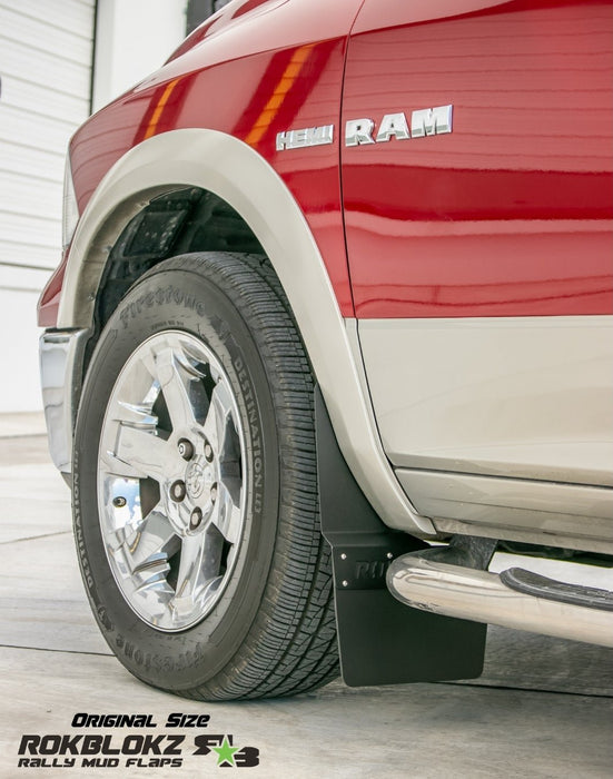 2009 (4th Gen) Ram 1500 Featuring Rokblokz Step Back Mud Flaps - Front Flap