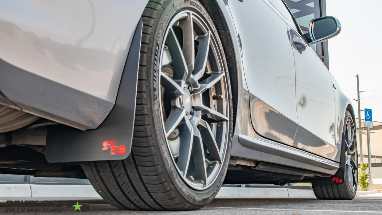 2015 Audi S4 Sedan Featuring Rokblokz Splash Guards in Black - both flaps