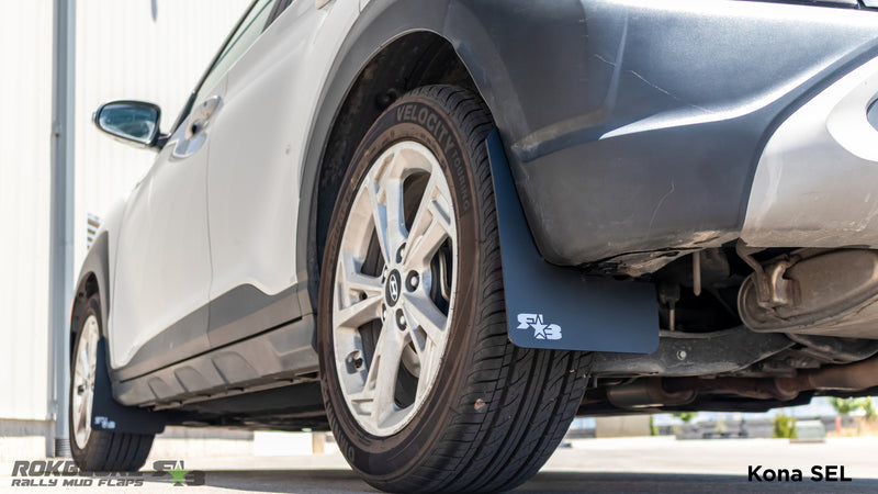Side view of Hyundai Kona SEL with Rokblokz mud flaps