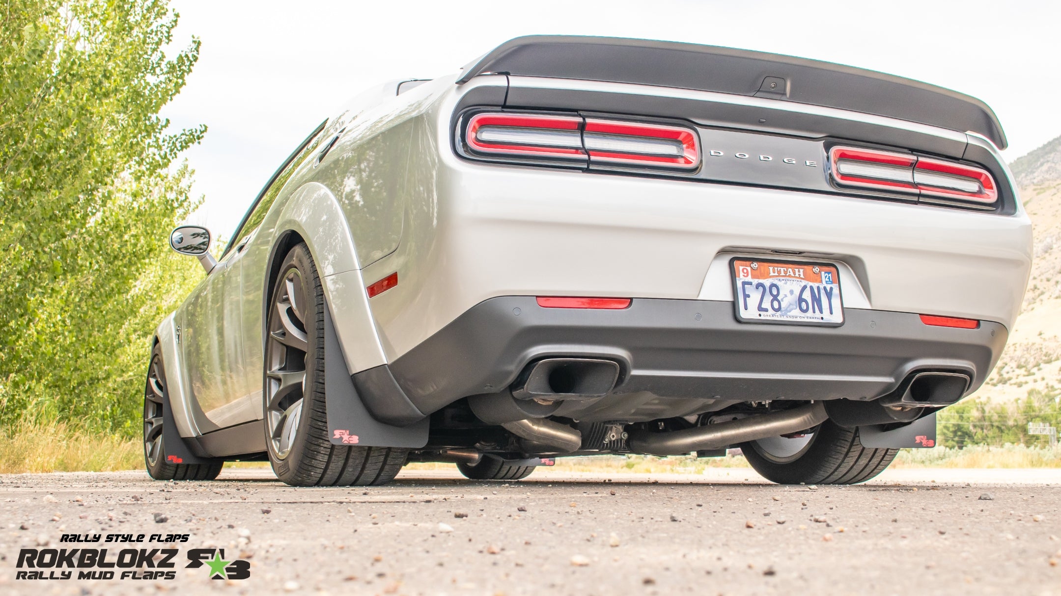 Dodge Challenger Widebody 2018-2023 Rally Mud Flaps — RokBlokz