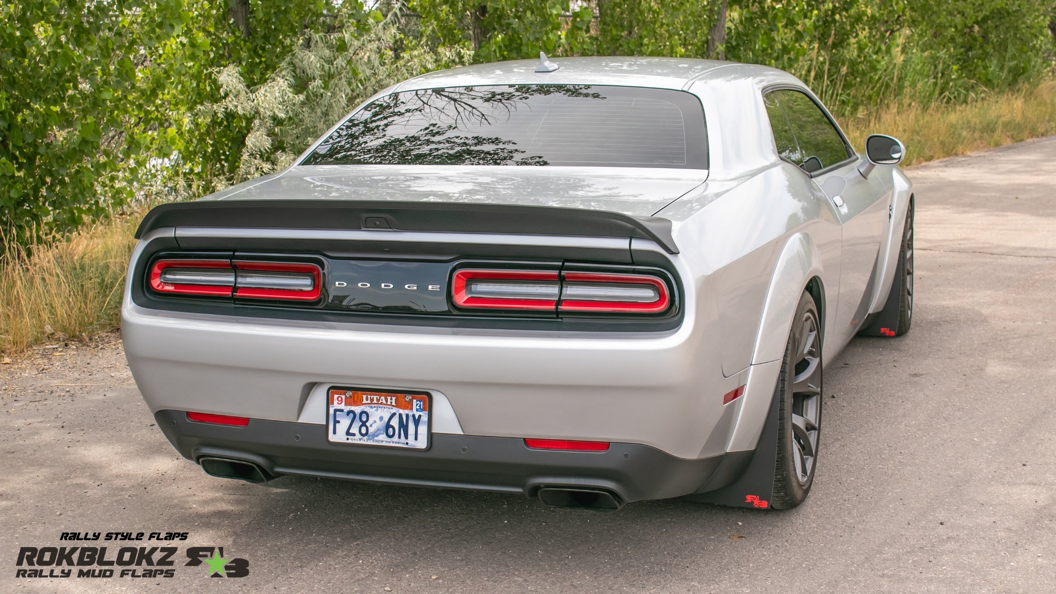 Dodge Challenger Widebody 2018-2023 Rally Mud Flaps — RokBlokz