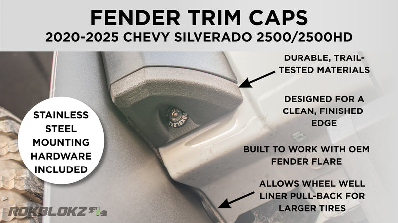2020+ Chevrolet Silverado 2500/3500HD Featuring Rokblokz splash guard/trim delete - Info