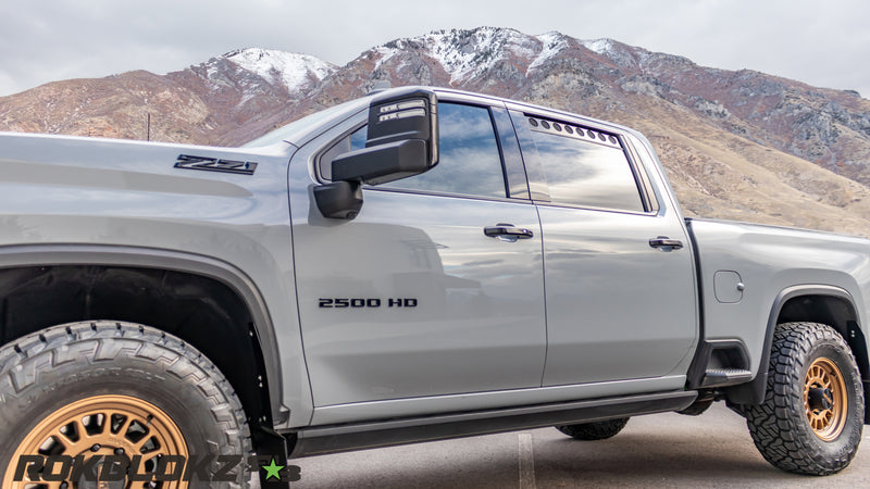 2020+ Chevrolet Silverado 2500 HD Featuring Rokblokz Window Vents - from the front