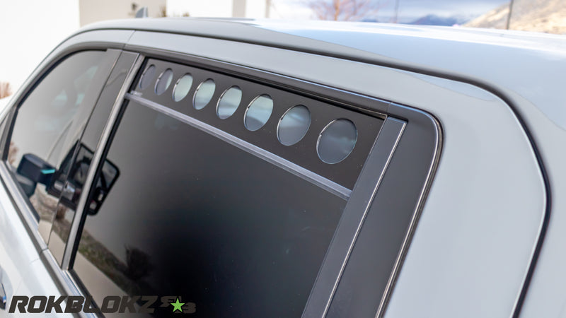 2020+ Chevrolet Silverado 2500 HD Featuring Rokblokz Window Vents - up close from back