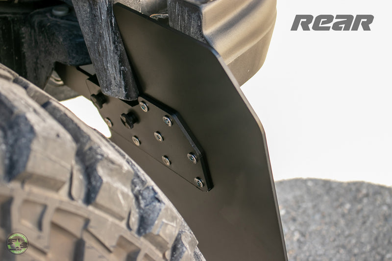 2021 Bronco Badlands ft Rokblokz XL LONG Mud flaps - Quick Detach view of rear flaps