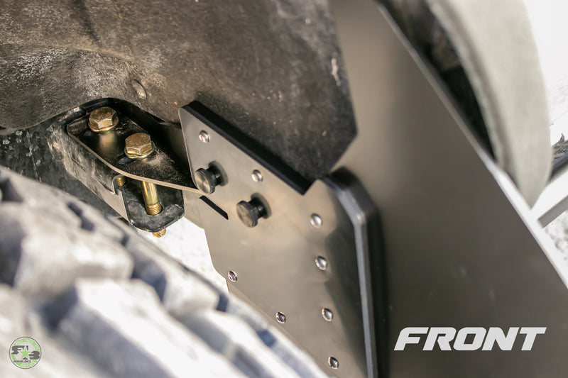 2021 Bronco Badlands ft Rokblokz XL LONG Mud flaps - Quick Detach view of front flaps