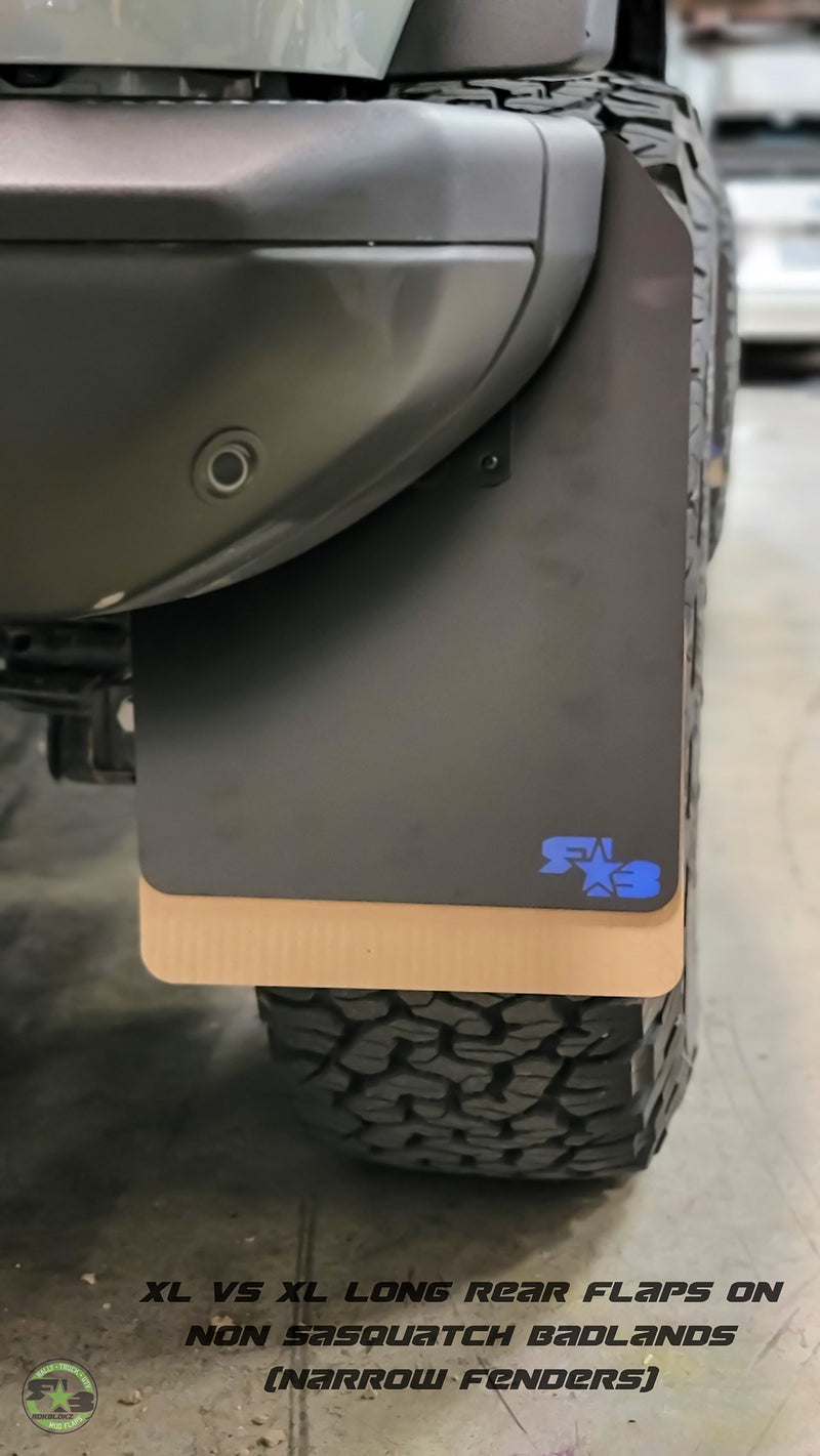 2021 Bronco Badlands ft Rokblokz XL LONG Mud flaps - XL VS XL Long Rear flaps