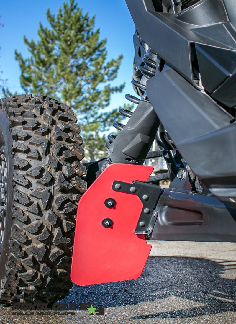 2022 Polaris RZR Pro R FT. Rokblokz Trailing Arm Replacment Flaps for OEM Bracket - front view 2