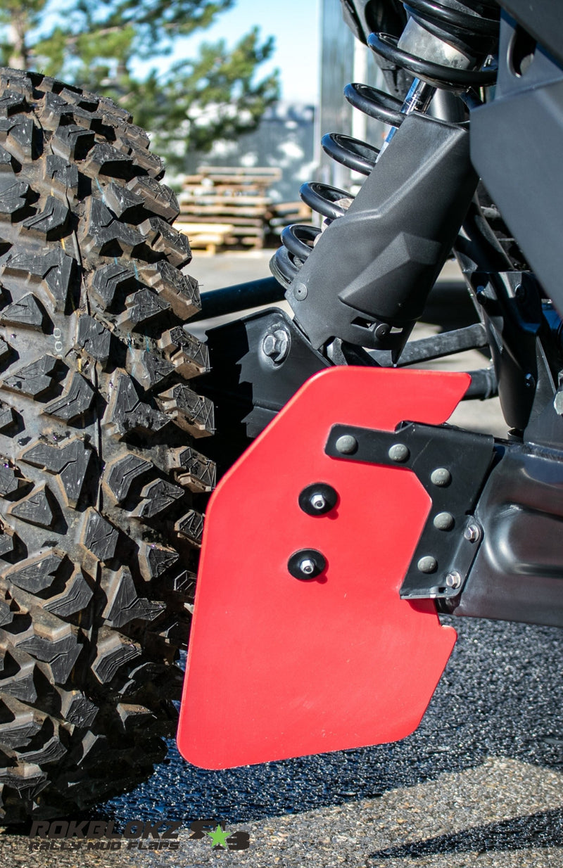 2022 Polaris RZR Pro R FT. Rokblokz Trailing Arm Replacment Flaps for OEM Bracket - front view 4
