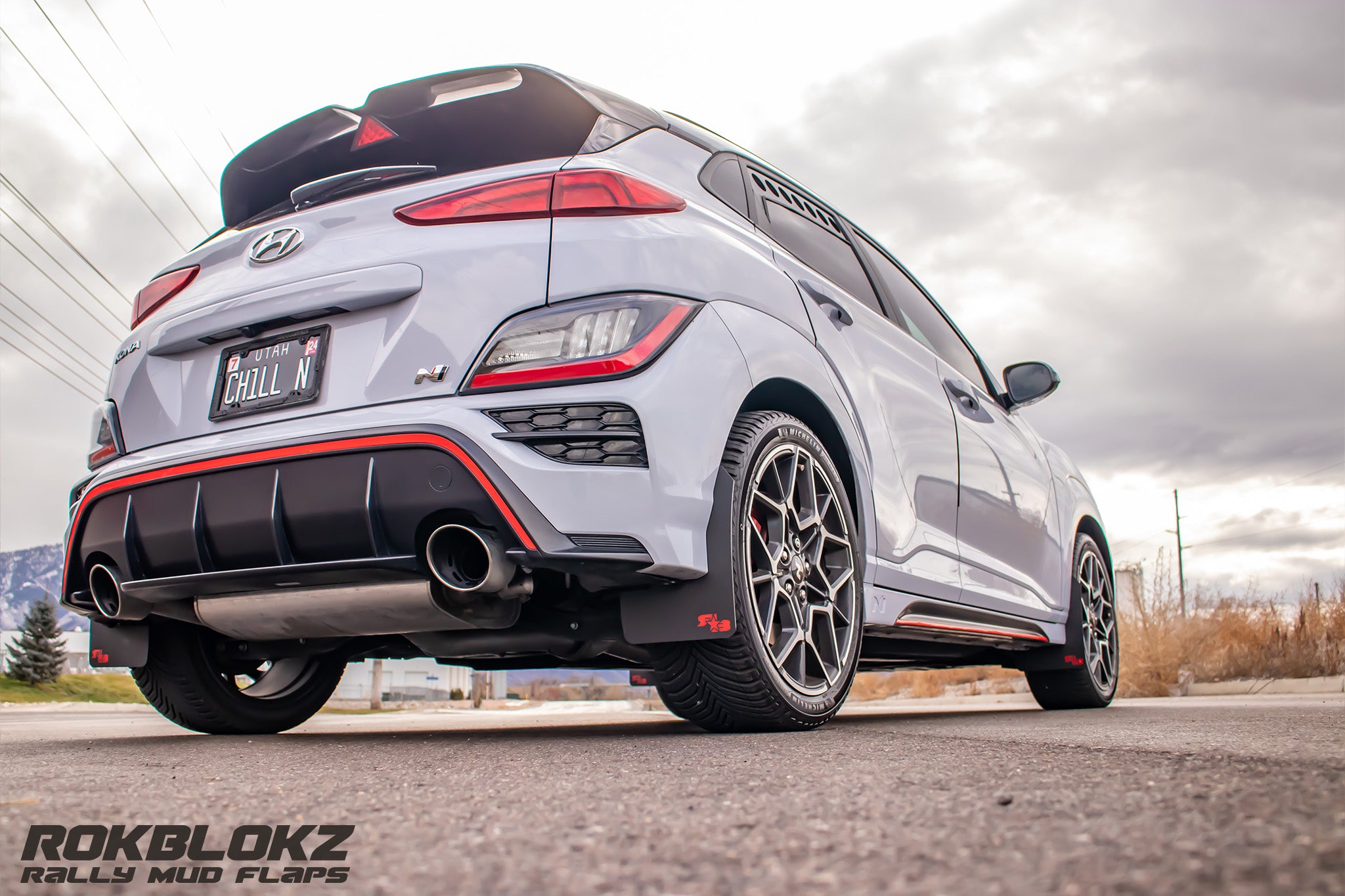 Hyundai Kona 2018-2023 Rally Mud Flaps — RokBlokz