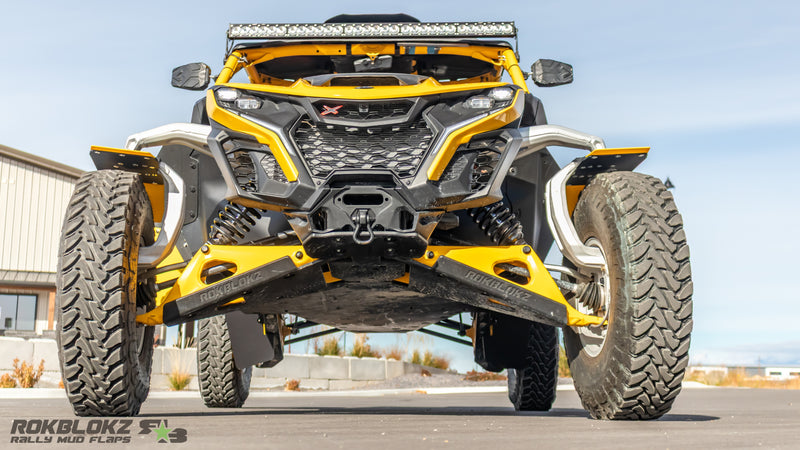 2024 Can-Am Maverick R equipped with Rokblokz fenders to reduce spray inside the cab