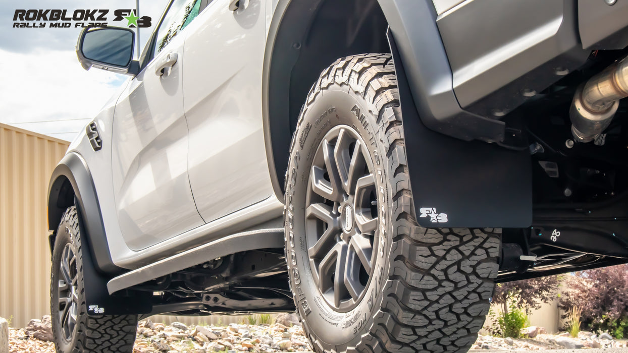 2024 Ford Ranger Raptor Featuring Rokblokz Mud Flaps - driver side