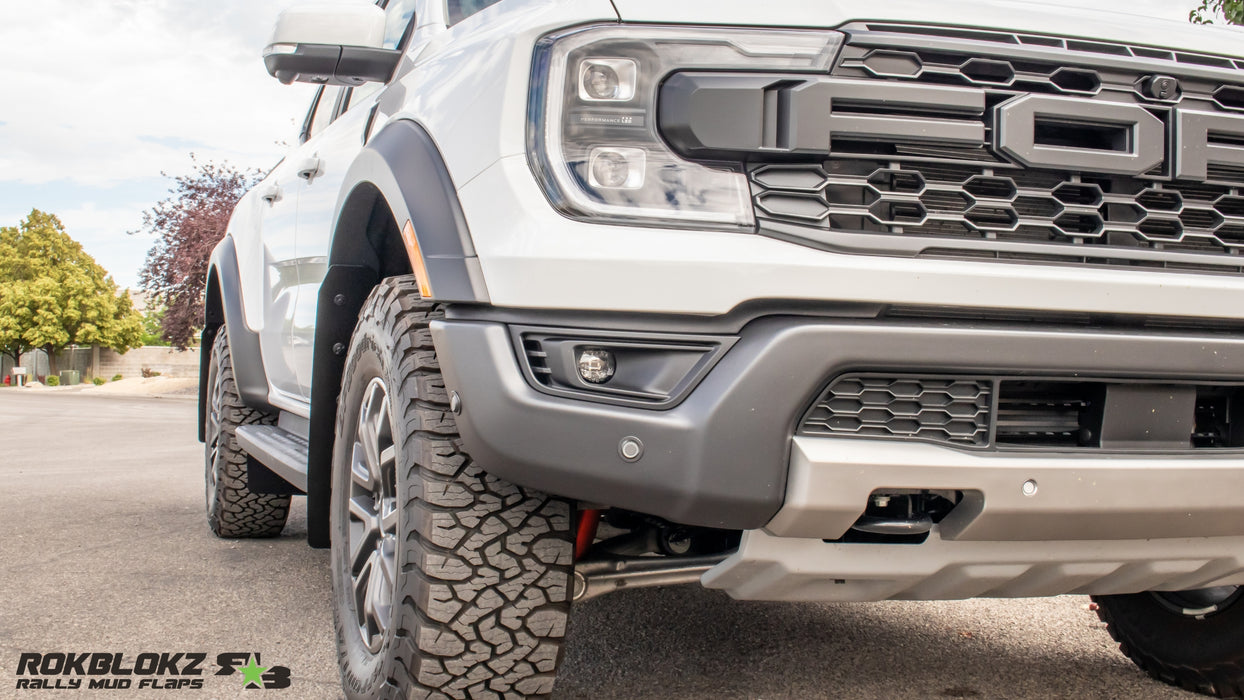 2024 Ford Ranger Raptor Featuring Rokblokz Mud Flaps - Front view