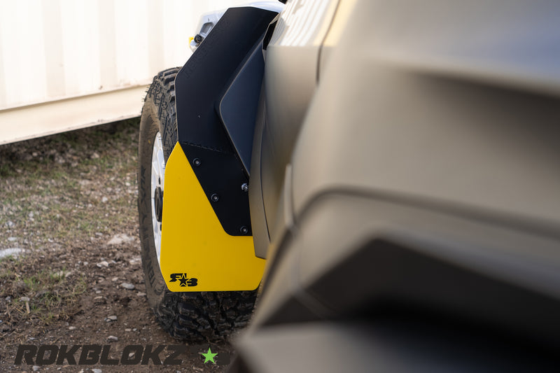 2024 CanAm Maverick R Ft. Rokblokz Fender extension kit w/yellow accents - front 2