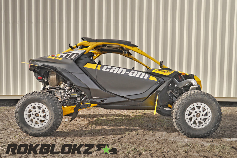 2024 CanAm Maverick R Ft. Rokblokz Fender extension kit w/yellow accents 3