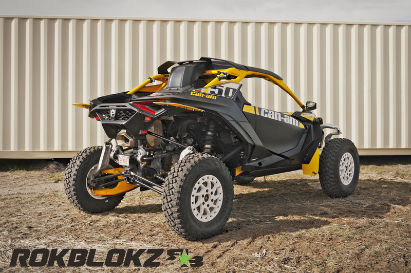 2024 CanAm Maverick R Ft. Rokblokz Fender extension kit w/yellow accents 1