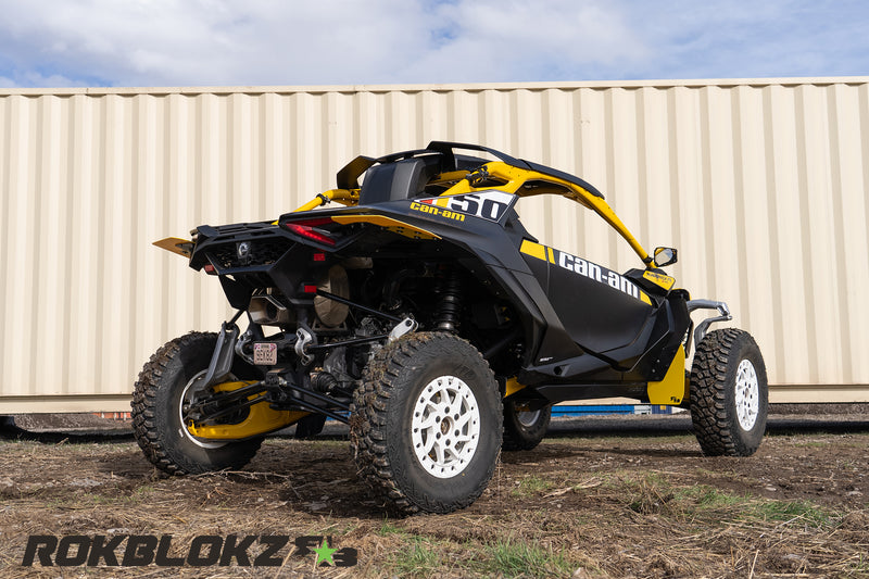 2024 CanAm Maverick R Ft. Rokblokz Fender extension kit w/yellow accents 5