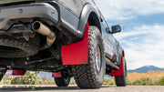 Side profile of 2024 Ranger Raptor with Rokblokz high clearance rally mud flaps