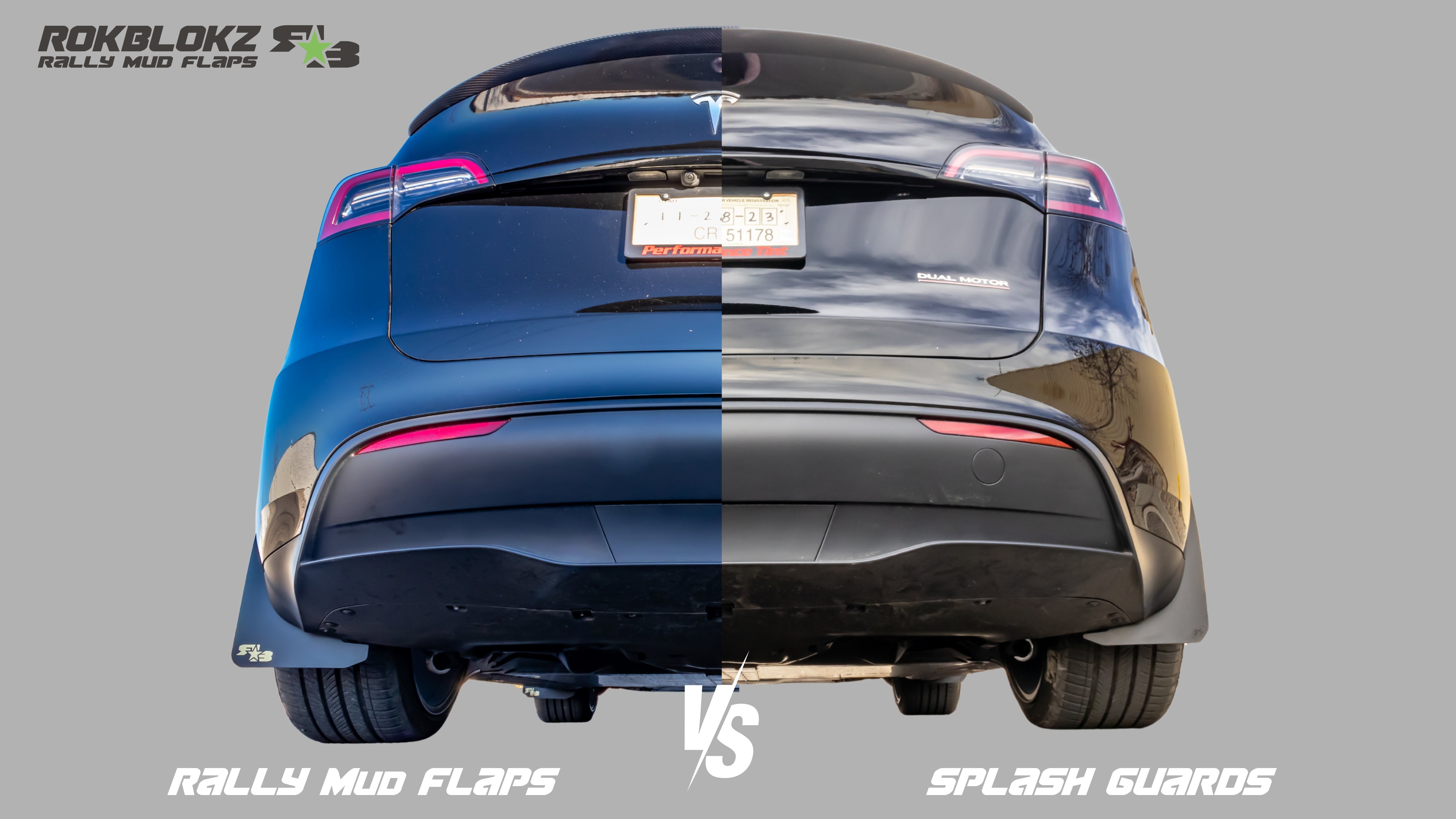 Tesla Model Y 2020-2024 Rally Mud Flaps — RokBlokz