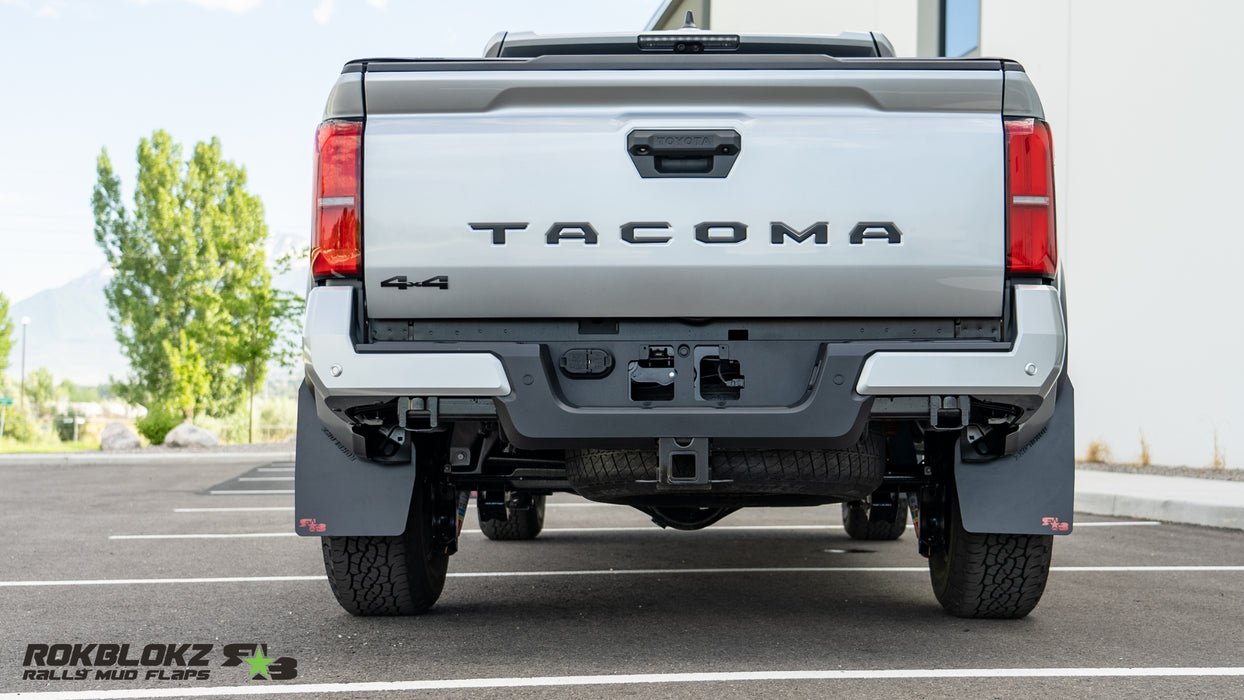 2024 Toyota Tacoma TRD Off-Road featuring Rokblokz Rally Mud Flaps - rear view