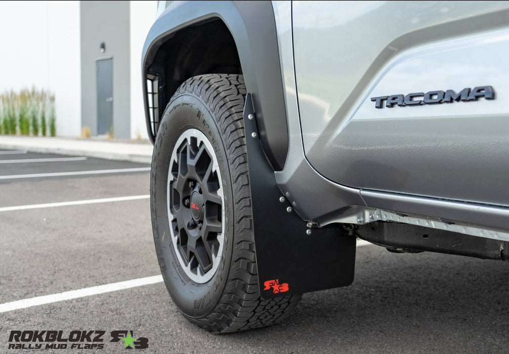 2024 Toyota Tacoma TRD Off-Road featuring Rokblokz Rally Mud Flaps - Front flap