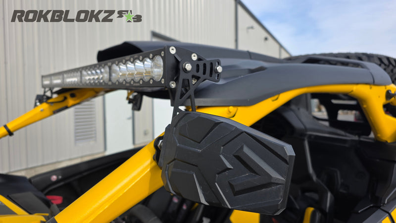 Rokblokz Light Bar Bracket kit for 24+ Can-Am Maverick R with additional accessory mount