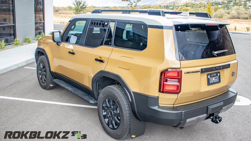 2024+ Toyota Land Cruiser J250 Featuring Rokblokz Rally Mud Flaps -  rear corner high