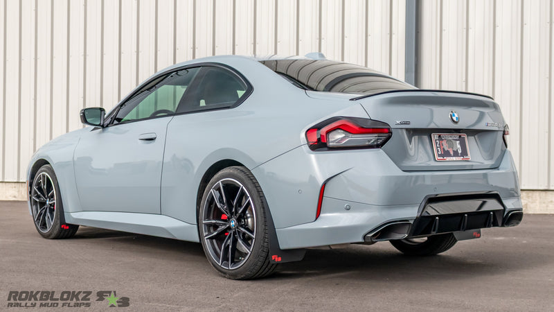 BMW M240i xDrive with Rokblokz Rally Mud Flaps installed