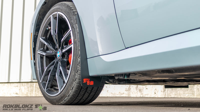 Front Rokblokz Rally Mud Flap installed on 2022+ BMW M240i