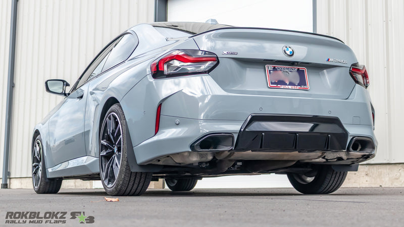 2022+ BMW M240i with Rokblokz Splash Guards installed
