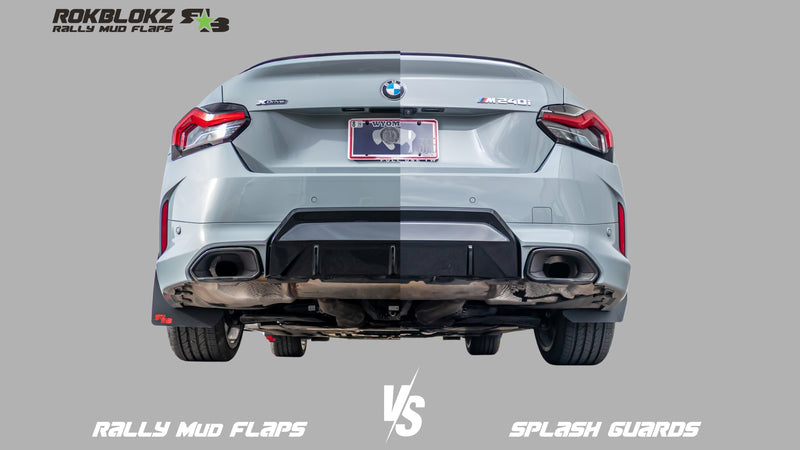 BMW M240i Rally Mud Flaps vs Splash Guards comparison