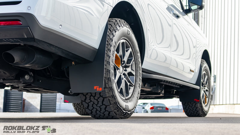Rokblokz rear mud flaps protecting rear quarter panels on 2025 Ford Expedition