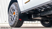 Front mud flaps on 2025 Ford Expedition close up with Rokblokz Logo detail