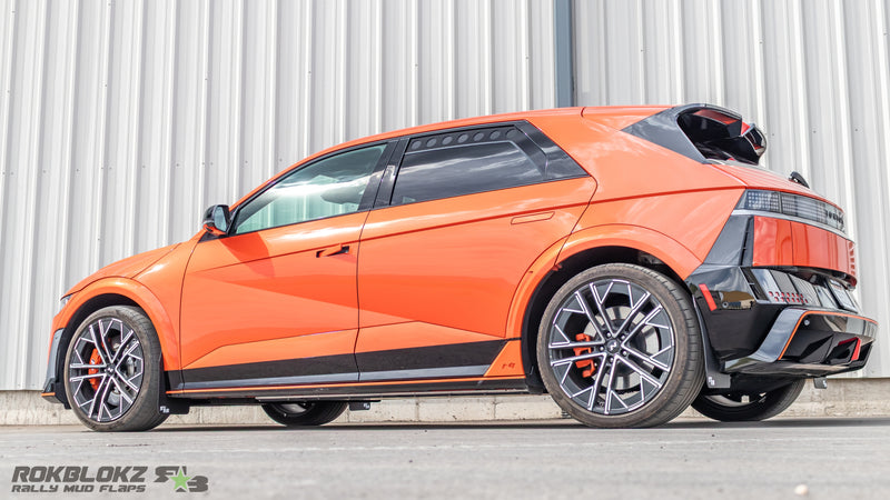 2025 Hyundai Ioniq 5 N featuring Rokblokz Rally Mud flaps and window vents - side view