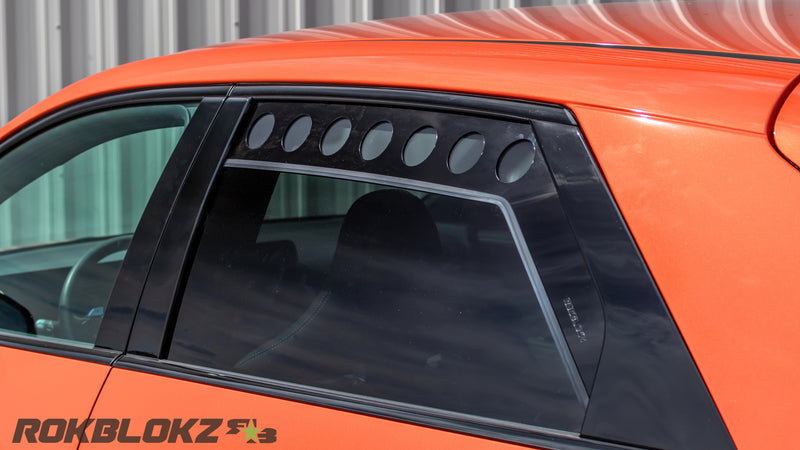 Close-up of Rokblokz rear window vent showing sleek fit and finish on IONIQ 5 N