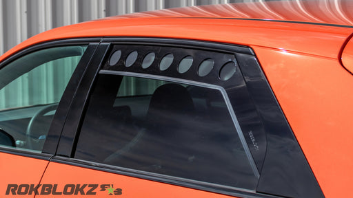 Close-up of Rokblokz rear window vent showing sleek fit and finish on IONIQ 5 N