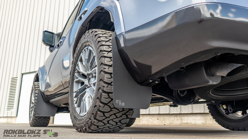 Rear three-quarter view of Lexus GX 550 featuring RokBlokz mud flaps