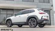 2023+ Mazda CX-50 featuring Rokblokz Rally Mud Flaps in Black - rear 3/4 view