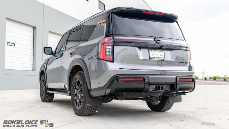 Nissan Armada PRO-4X mud flaps front and rear Rokblokz mud flaps installed