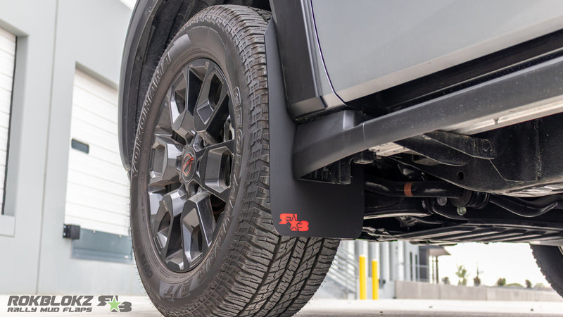 Front Rokblokz mud flap installed on 2025 Nissan Armada PRO-4X