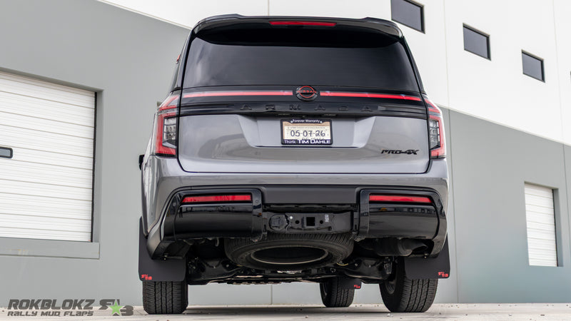 2025 Nissan Armada PRO-4X with Rokblokz mud flaps installed