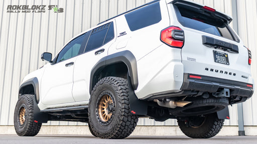 2025 Toyota 4Runner with Rokblokz high clearance mud flaps and larger off-road tires