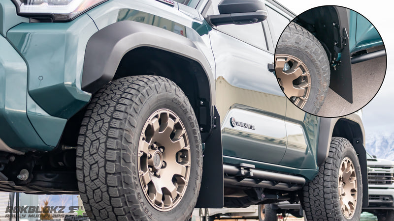 Mounting hardware view for Rokblokz mud flaps on 2025 4Runner