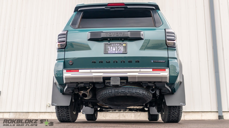 2025+ Toyota 4Runner Trailhunter with Rokblokz mud flaps rear view