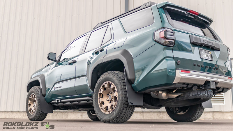 Rokblokz mud flaps protecting 4Runner Trailhunter from rocks and debris
